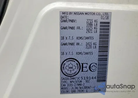 2018 Infiniti Qx60 из США, поврежденный, VIN 5N1DL0MM7JC519144